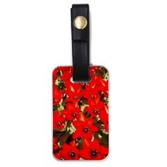 Columbus Commons Red Tulips Luggage Tag (one Side) by Riverwoman