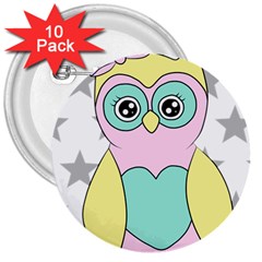 Sowa Child Owls Animals 3  Buttons (10 Pack)  by Sapixe