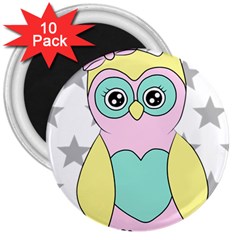 Sowa Child Owls Animals 3  Magnets (10 Pack)  by Sapixe