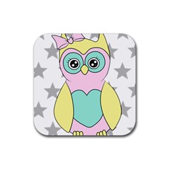 Sowa Child Owls Animals Rubber Coaster (square)  by Sapixe