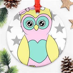 Sowa Child Owls Animals Round Ornament (two Sides) by Sapixe