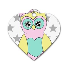 Sowa Child Owls Animals Dog Tag Heart (one Side) by Sapixe