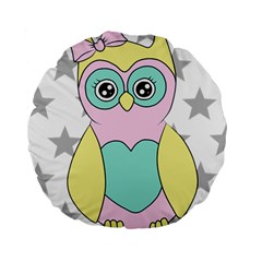 Sowa Child Owls Animals Standard 15  Premium Flano Round Cushions by Sapixe