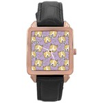 Corgi Pattern Rose Gold Leather Watch  Front