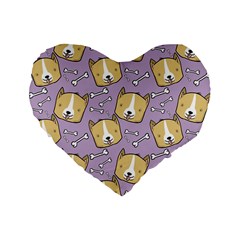 Corgi Pattern Standard 16  Premium Flano Heart Shape Cushions