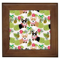 Corgis Hula Pattern Framed Tiles by Sapixe