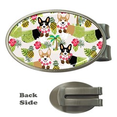 Corgis Hula Pattern Money Clips (oval)  by Sapixe