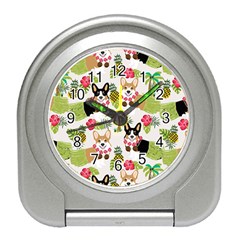 Corgis Hula Pattern Travel Alarm Clock by Sapixe