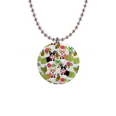 Corgis Hula Pattern 1  Button Necklace by Sapixe