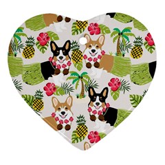 Corgis Hula Pattern Heart Ornament (two Sides) by Sapixe