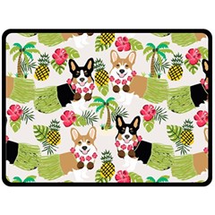 Corgis Hula Pattern Fleece Blanket (large)  by Sapixe