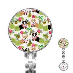 Corgis Hula Pattern Stainless Steel Nurses Watch by Sapixe