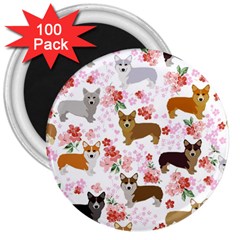 Corgis Corgi Pattern 3  Magnets (100 Pack) by Sapixe