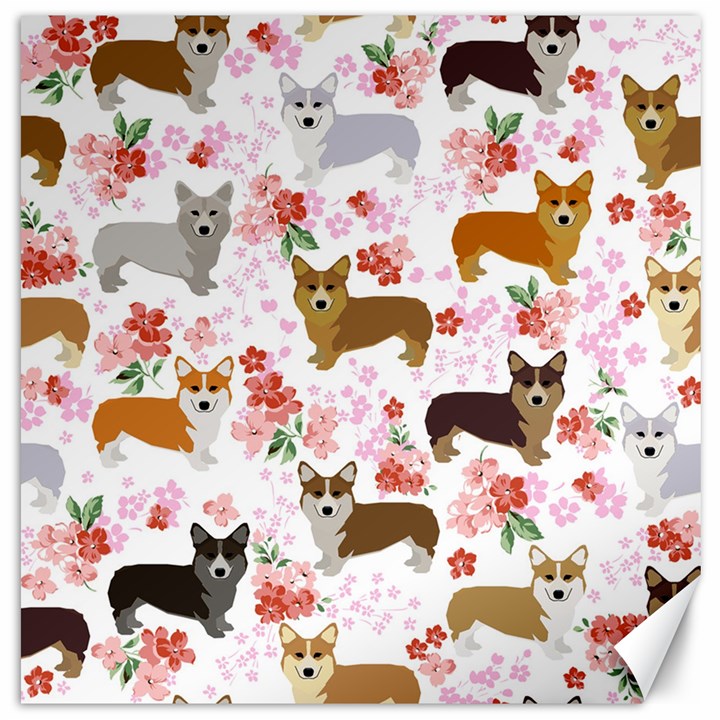 Corgis Corgi Pattern Canvas 12  x 12 