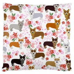 Corgis Corgi Pattern Large Flano Cushion Case (two Sides) by Sapixe