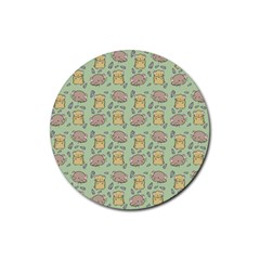 Hamster Pattern Rubber Coaster (round)  by Sapixe