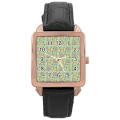 Hamster Pattern Rose Gold Leather Watch  by Sapixe