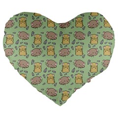 Hamster Pattern Large 19  Premium Flano Heart Shape Cushions by Sapixe