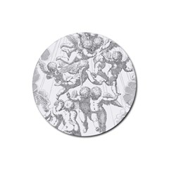 Angel Line Art Religion Angelic Rubber Round Coaster (4 Pack)  by Sapixe