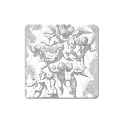 Angel Line Art Religion Angelic Square Magnet by Sapixe