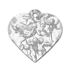 Angel Line Art Religion Angelic Dog Tag Heart (two Sides)