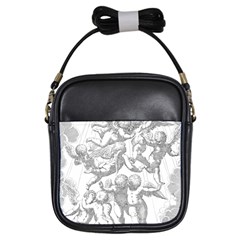 Angel Line Art Religion Angelic Girls Sling Bag by Sapixe