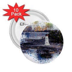 Lighthouse Art Sea Ocean Vintage 2 25  Buttons (10 Pack)  by Sapixe