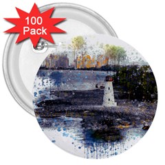 Lighthouse Art Sea Ocean Vintage 3  Buttons (100 Pack)  by Sapixe