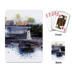 Lighthouse Art Sea Ocean Vintage Playing Cards Single Design by Sapixe