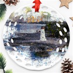 Lighthouse Art Sea Ocean Vintage Ornament (Round Filigree) Front