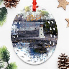 Lighthouse Art Sea Ocean Vintage Ornament (oval Filigree) by Sapixe