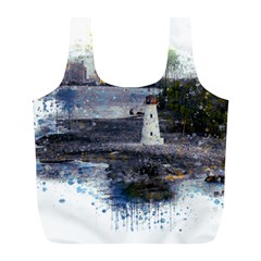 Lighthouse Art Sea Ocean Vintage Full Print Recycle Bag (l) by Sapixe