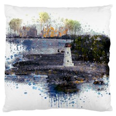 Lighthouse Art Sea Ocean Vintage Large Flano Cushion Case (one Side) by Sapixe