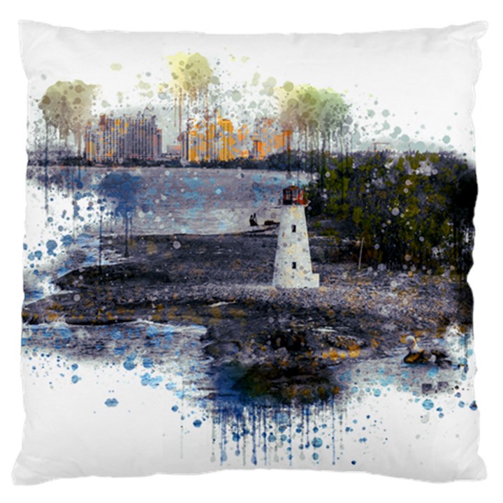 Lighthouse Art Sea Ocean Vintage Large Flano Cushion Case (One Side)