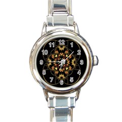 Fractal Stained Glass Ornate Round Italian Charm Watch by Sapixe