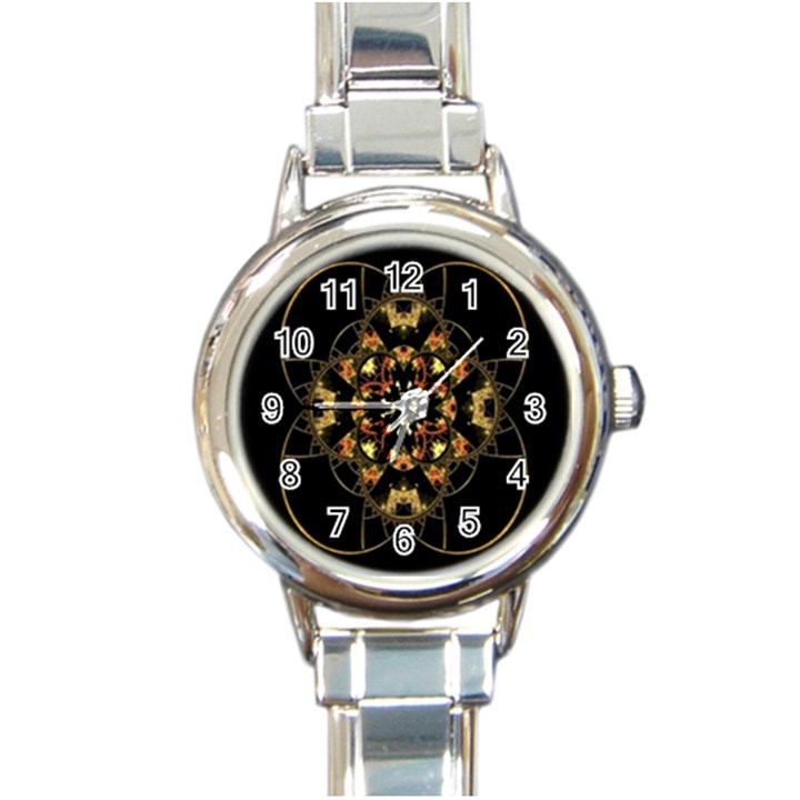 Fractal Stained Glass Ornate Round Italian Charm Watch