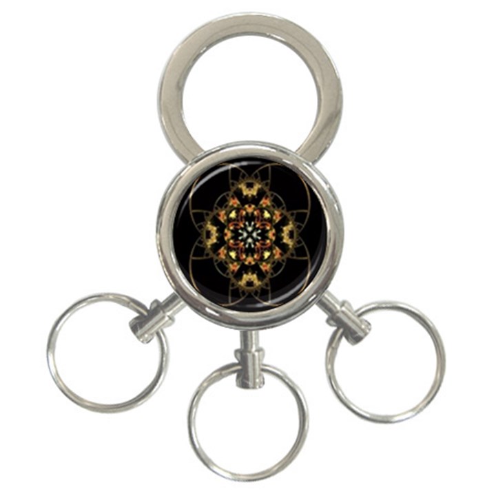 Fractal Stained Glass Ornate 3-Ring Key Chain