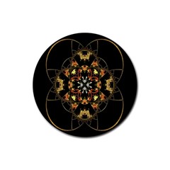 Fractal Stained Glass Ornate Rubber Round Coaster (4 Pack)  by Sapixe