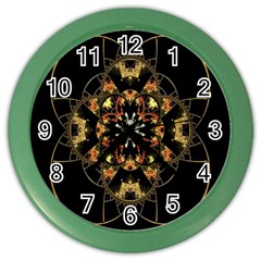 Fractal Stained Glass Ornate Color Wall Clock by Sapixe