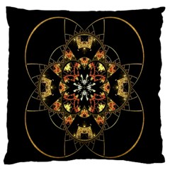 Fractal Stained Glass Ornate Large Flano Cushion Case (one Side) by Sapixe