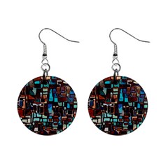 Stained Glass Mosaic Abstract Mini Button Earrings