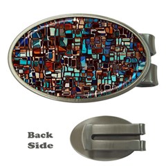 Stained Glass Mosaic Abstract Money Clips (oval)  by Sapixe