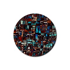 Stained Glass Mosaic Abstract Rubber Coaster (round)  by Sapixe