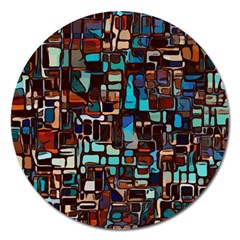 Stained Glass Mosaic Abstract Magnet 5  (round) by Sapixe