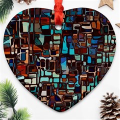 Stained Glass Mosaic Abstract Heart Ornament (two Sides)