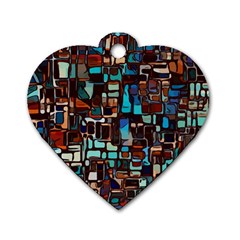 Stained Glass Mosaic Abstract Dog Tag Heart (two Sides) by Sapixe