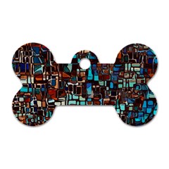 Stained Glass Mosaic Abstract Dog Tag Bone (two Sides) by Sapixe