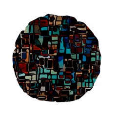 Stained Glass Mosaic Abstract Standard 15  Premium Round Cushions