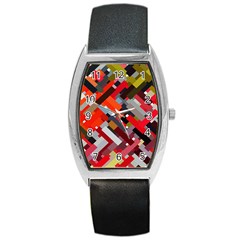 Maze Mazes Fabric Fabrics Color Barrel Style Metal Watch by Sapixe