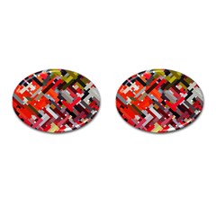 Maze Mazes Fabric Fabrics Color Cufflinks (oval) by Sapixe